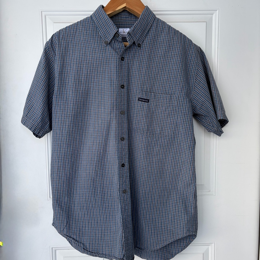 •Calvin Klein Jeans• Men’s Plaid Button Down Shirt - Size Large